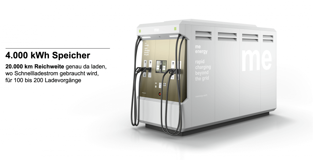 4.000 kWh, die Speicherkapazität der me energy Ladestation